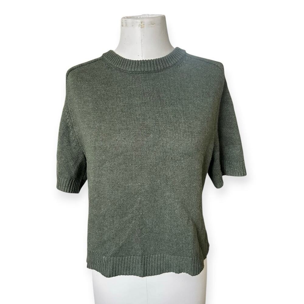 Abercrombie & Fitch Olive Green Short Sleeve Sweater Womens Medium Clean Girl